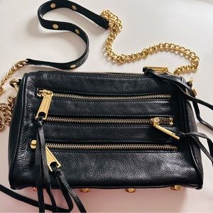 Rebecca Minkoff Mini 5 Zip Leather Crossbody- Black - SOLD